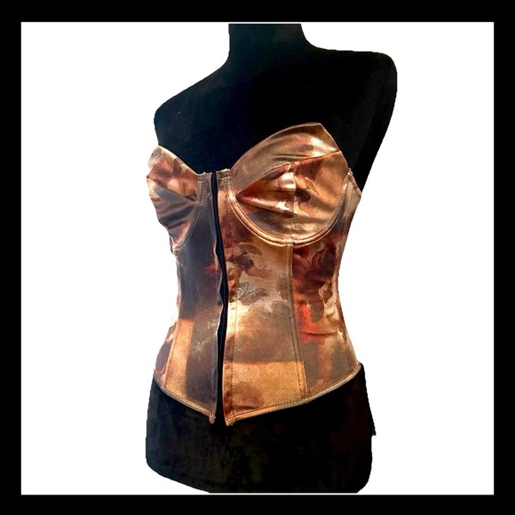 Shein SXY Graphic Print Criss Cross Push Up Tube Top/Corset M NWT - Picture 5 of 8